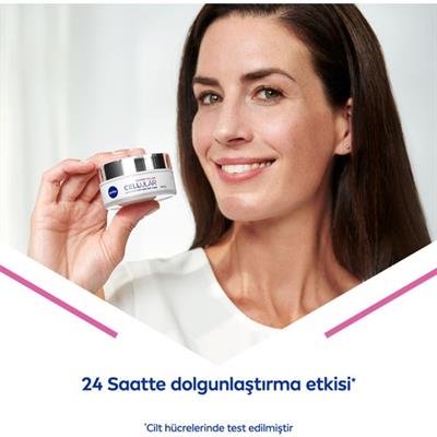 NIVEA Cellular Expert Filler Yoğun  Gündüz Bakım Yüz Kremi 50ml,Hyaluronik Asit ve Folik Asit, SPF15 Güneş Koruması