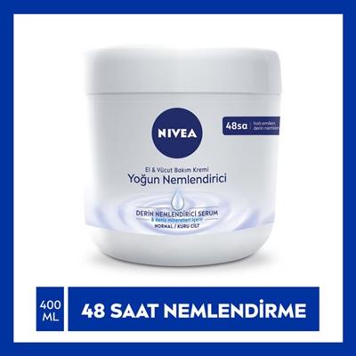 NIVEA El ve Vücut Bakım Kremi Yoğun Nemlendirici 400ml, 48 Saat Nemlendirici, Deniz Mineralleri