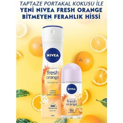 Nivea Fresh Orange Unisex Sprey Deodorant 150 ml – Portakal Esanslı, 48 Saat Etkili Ter ve Koku Koruması