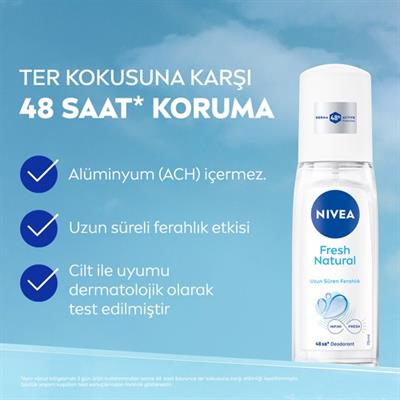 NIVEA Kadın Pump Sprey Deodorant 75ml, 48 Saat Ter Koruması, Uzun Süren Ferahlık, Okyanus Özleri Esansı