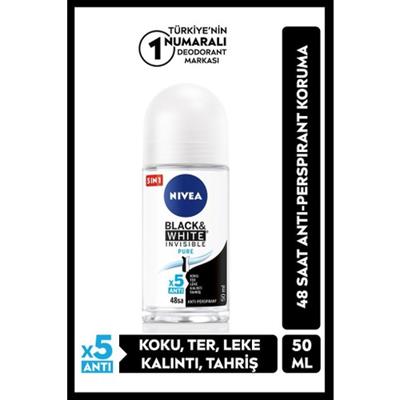 NIVEA Kadın Sprey Deodorant Black&White Invisible Pure;Ter ve Ter Kokusuna Karşı 48 Saat Anti-perspirant  50ml 