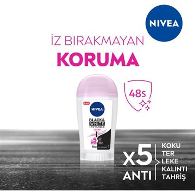 NIVEA Kadın Stick Deodorant Black&White Invisible Clear 48 Saat Anti-perspirant Koruma  40ml