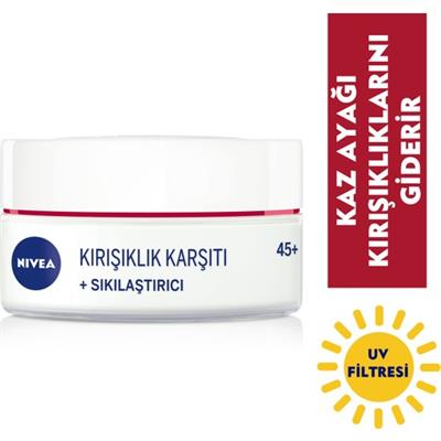 NIVEA +  Krem Yaş 45+ (50ml);Yaşa Özel Yüz Bakım Kremi;Kayısı Çekirdeği ve Shea Yağı ile Yoğun Cilt Bakım;UV filtresi ile Güneş Koruması