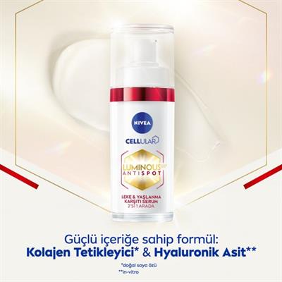 NIVEA Luminous630 Hyaluronik Asit içeren ve Kolajen Tetikleyici  Leke ve Yaşlanma Karşıtı Cilt Serumu 30ml