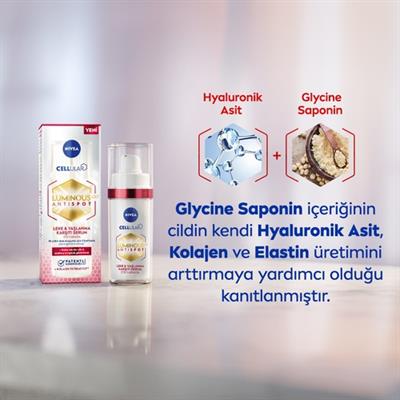 NIVEA Luminous630 Hyaluronik Asit içeren ve Kolajen Tetikleyici  Leke ve Yaşlanma Karşıtı Cilt Serumu 30ml