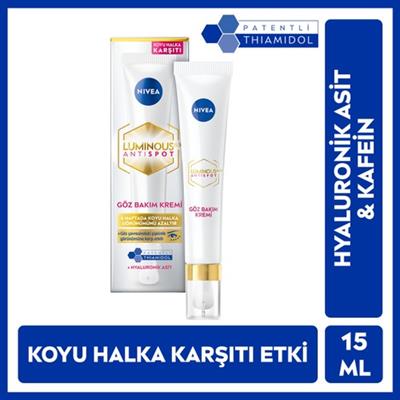 NIVEA Luminous630 Koyu Halka Karşıtı Göz Bakım Kremi 15ml, Thiamidol Etkili, Göz Çevresi Şişkinliği, Hyaluronik Asit, Nemlendirici, Kafein