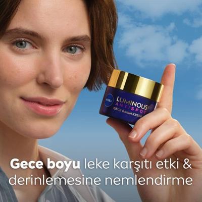 NIVEA Luminous630 Thiamidol Etkili Leke Karşıtı Gece Yüz Bakım Kremi 50ml, Hyaluronik Asit, Nemlendirici