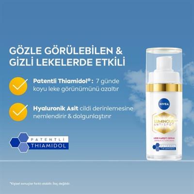 NIVEA Luminous630 Thiamidol Etkili Leke Karşıtı Cilt Serumu 30ml, Hyaluronik Asit, Cilt Tonu Eşitleyici