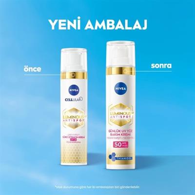 NIVEA Luminous630 Thiamidol Etkili Leke Karşıtı Gündüz Yüz Kremi 40ml, SPF50 UV Koruma, Hyaluronik Asit