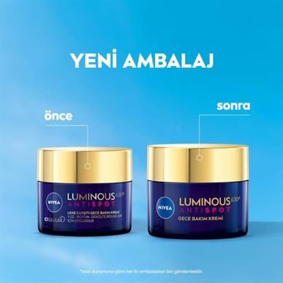 NIVEA Luminous630 Thiamidol Etkili Leke Karşıtı Gece Yüz Bakım Kremi 50ml, Hyaluronik Asit, Nemlendirici