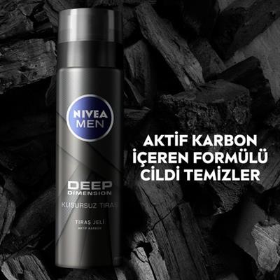 NIVEA Men Deep Dimension Tıraş Jeli 200ml; Kusursuz Tıraş