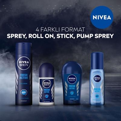 NIVEA Men Erkek Pump Sprey Deodorant Fresh Active  Ter ve Ter Kokusuna Karşı 48 Saat Deodorant Koruması 75ml