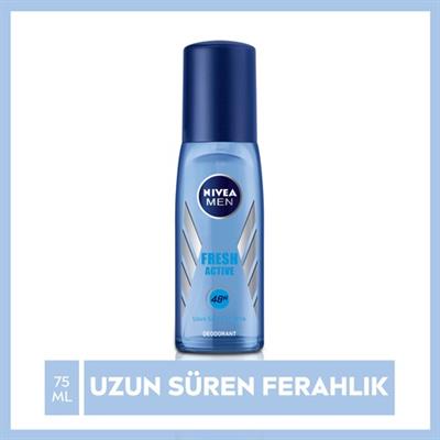 NIVEA Men Erkek Pump Sprey Deodorant Fresh Active  Ter ve Ter Kokusuna Karşı 48 Saat Deodorant Koruması 75ml