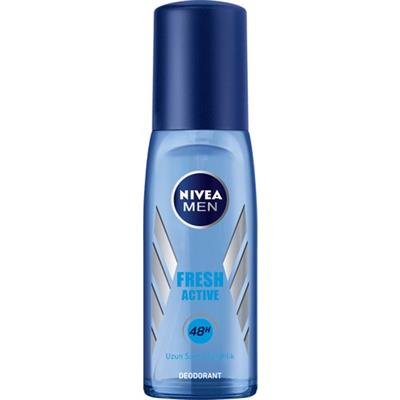 NIVEA Men Erkek Pump Sprey Deodorant Fresh Active  Ter ve Ter Kokusuna Karşı 48 Saat Deodorant Koruması 75ml