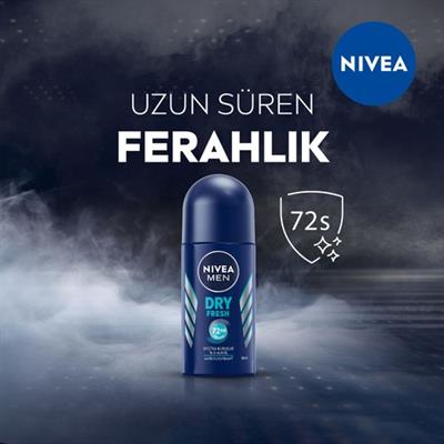 NIVEA Men Erkek Roll On Deodorant Dry Fresh 50ml; Ter ve Ter Kokusuna Karşı 48 Saat Çift Etkili Anti-perspirant
