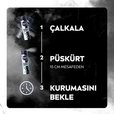 NIVEA MEN Erkek Sprey Deodorant Black&White Invisible Fresh 150ml48 Saat Anti-Perspirant Koruma
