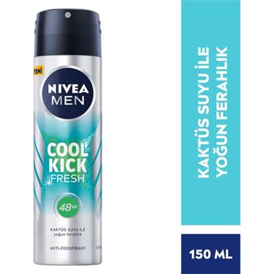 NIVEA Men Erkek Sprey Deodorant Cool Kick Fresh 150ml, Ter Kokusuna Karşı 48 Saat Anti-perspirant