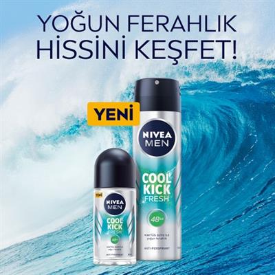 NIVEA Men Erkek Sprey Deodorant Cool Kick Fresh 150ml, Ter Kokusuna Karşı 48 Saat Anti-perspirant