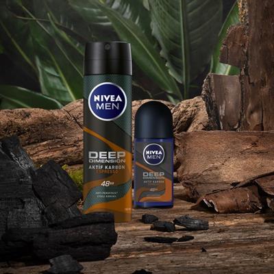 NIVEA MEN Erkek Sprey Deodorant Deep Dimension Espresso 150ml, 48 Saat Anti-perspirant Koruma