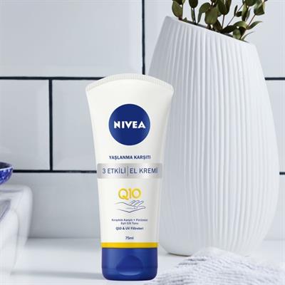 Nivea Q10 3 Etkili El Kremi 75 ml Anti Alerjik UV Lekelerine Karşı Ton Eşitleyici Yoğun Nemlendirici