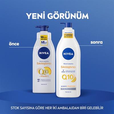 NIVEA Q10 Sıkılaştırıcı Vücut Losyonu Pump 400 ml ;10 Günde Sıkılaşmış ve Esnek Cilt; Avantajlı Boy