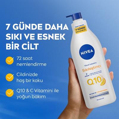 NIVEA Q10 Sıkılaştırıcı Vücut Losyonu Pump 400 ml ;10 Günde Sıkılaşmış ve Esnek Cilt; Avantajlı Boy