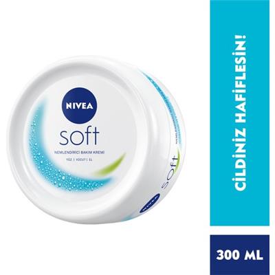 Nivea Soft Nemlendirici Bakım Kremi 300ml, Jojoba Yağı, Hızlı Emilir, Yağlı His Bırakmaz, El Yüz Vücut