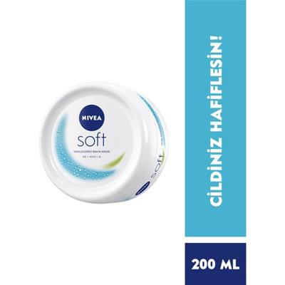 Nivea Soft Nemlendirici Vücut Bakım Kremi 200ml, Jojoba Yağı, E Vitamini, Yüz Vücut El, Yumuşak Cilt Hissi