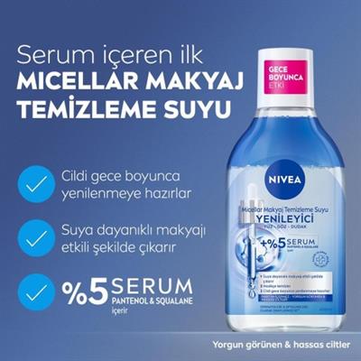 Nivea Yenileyici Micellar Makyaj Temizleme Suyu, Serum İçerikli, Pantenol, Yorgun Görünen Ciltler 400 ml
