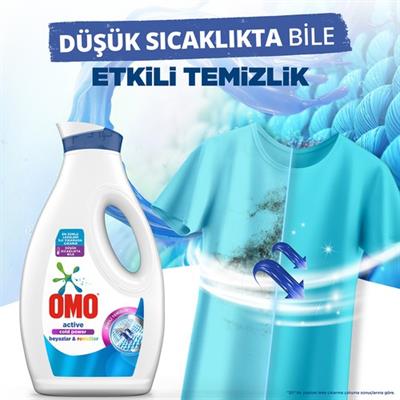 Omo Sıvı Active Cold Power Beyazlar ve Renkliler İçin Çamaşır Deterjanı 1690 ml