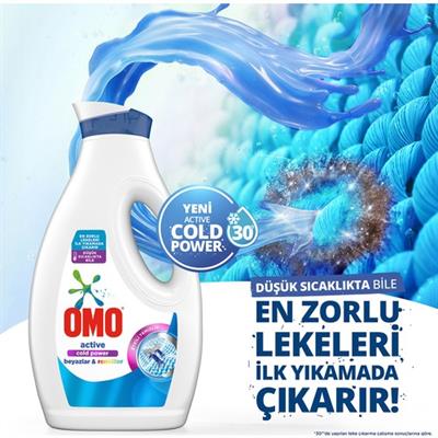 Omo Sıvı Active Cold Power Beyazlar ve Renkliler İçin Çamaşır Deterjanı 1690 ml