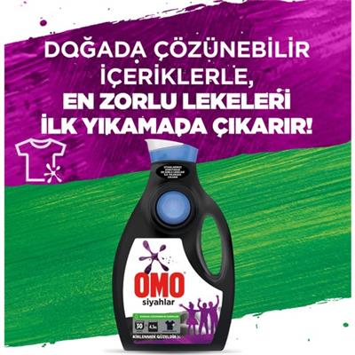 Omo  Sıvı Çamaşır Deterjanı  Siyahlar İçin Siyahlarınızı Koruyarak En Zorlu Lekeleri İlk Yıkamada Çıkarır 1950 ML 1 Adet