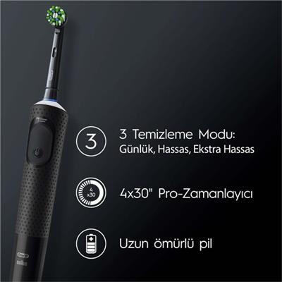 Oral-B D103 Vitality Pro Cross Action Şarjlı Diş Fırçası 2li Avantaj Paketi - Siyah / Lila
