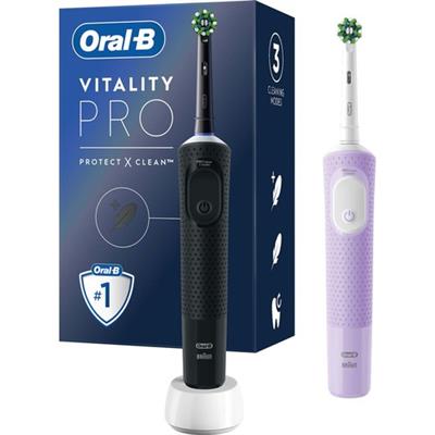 Oral-B D103 Vitality Pro Cross Action Şarjlı Diş Fırçası 2li Avantaj Paketi - Siyah / Lila