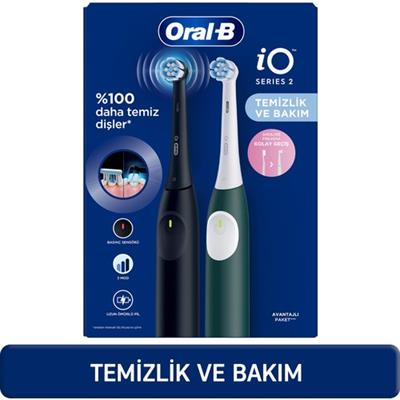 Oral-B iO 2 Şarjlı Diş Fırçası Seti 2li – Gece Siyahı / Yeşil