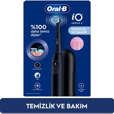 Oral-B iO 2 Şarjlı Diş Fırçası - Siyah, Seyahat Kabı ile