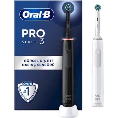 Oral-B Pro 3 - 3900 - Siyah Beyaz 2li Elektrikli Diş Fırçası Seti