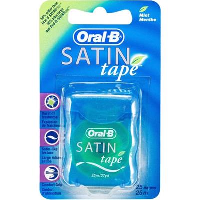 Oral-B Satin Tape Diş İpi - Kaygan Yapısıyla Etkili Plak Temizliği, 25 m, Ferah Nane Aromalı, Günlük Kullanım İçin Uygun