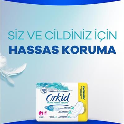 Orkid Ekstra Hassas Koruma Uzun Pedler 8 Adet Yumuşak Üst Yüzey ile Cilt Koruma