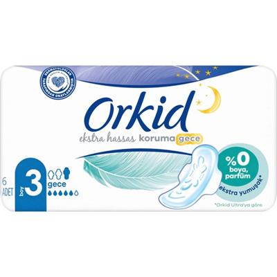 Orkid Extra Hassas Koruma Gece Hijyenik Ped 6li