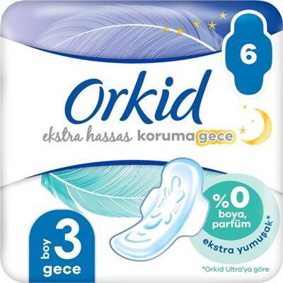 Orkid Extra Hassas Koruma Gece Hijyenik Ped 6li