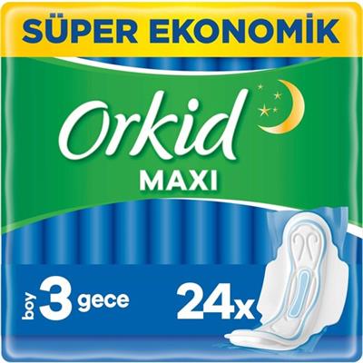 Orkid Maxi Hijyenik Ped Gece (Boy 3) Süper Ekonomik Paket 24 Ped