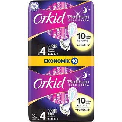 Orkid Platinum Gece Ekstra Hijyenik Ped 10 Adet Ekonomik Paket