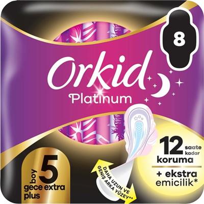 Orkid Platinum Gece Ekstra Plus Hijyenik Ped 8 Adet Ekonomik Paket