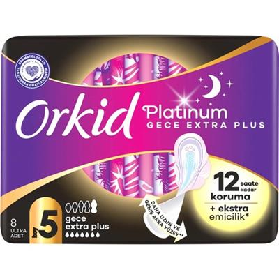 Orkid Platinum Gece Ekstra Plus Hijyenik Ped 8 Adet Ekonomik Paket