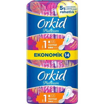 Orkid Platinum Hijyenik Ped 14 Adet Sızıntı Önleyici Teknoloji ile Gün Boyu Konfor