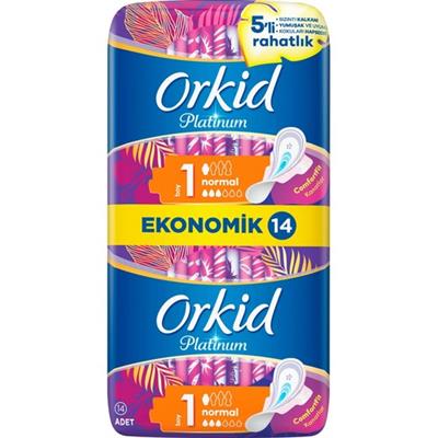 Orkid Platinum Hijyenik Ped 14 Adet Sızıntı Önleyici Teknoloji ile Gün Boyu Konfor