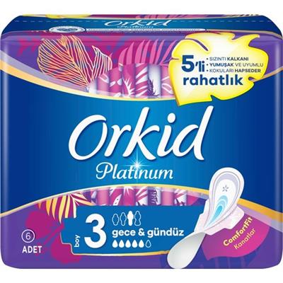 Orkid Platinum Hijyenik Ped Gece Tekli Paket 6 Ped