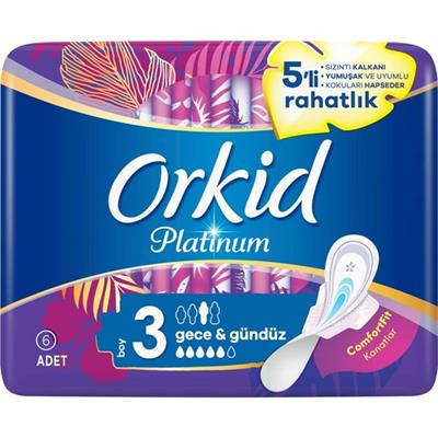 Orkid Platinum Hijyenik Ped Gece Tekli Paket 6 Ped