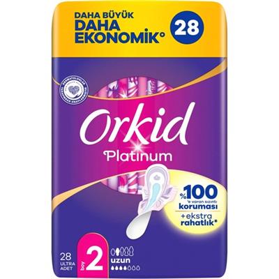 Orkid Platinum Uzun Hijyenik Ped 28 Adet Gün Boyu Konfor ve Sızıntı Önleyici